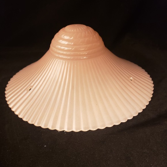 Vintage Art Deco Pink Glass Macbeth Evans Petalware Glass Ceiling Light Shade - Picture 2 of 8